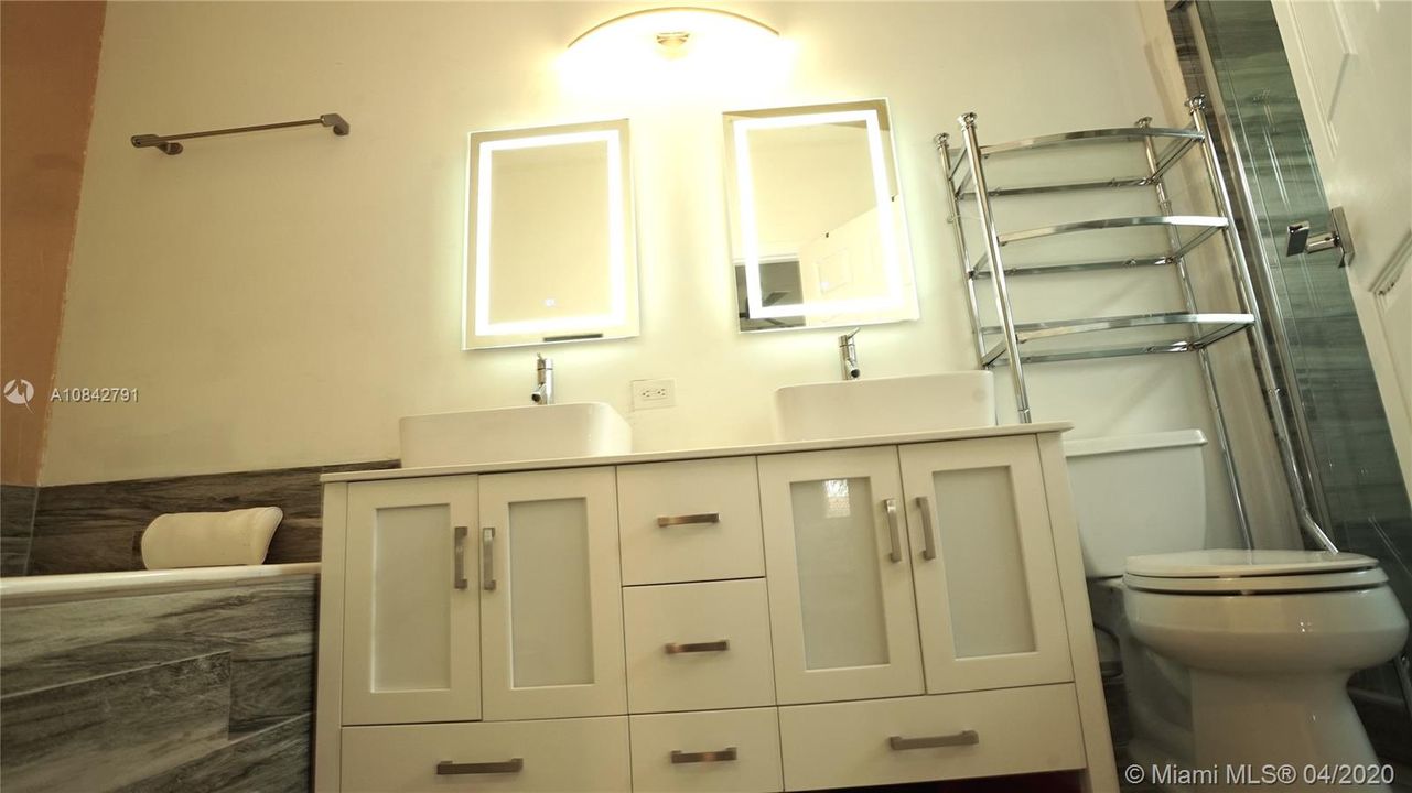 master bathroom LED mirror double vanity