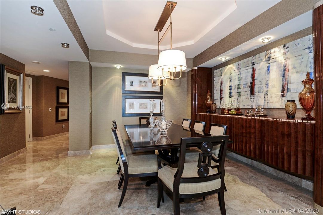 Formal dining room with exquisite built-in console