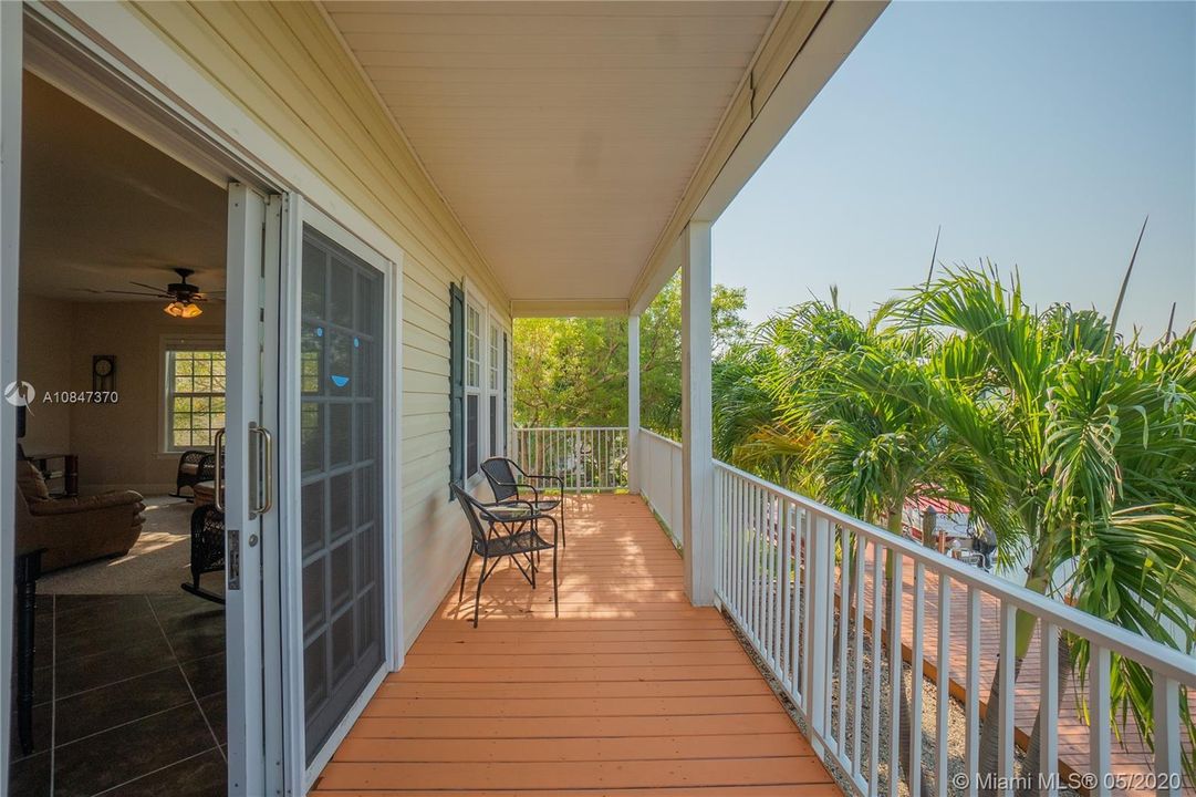 Generous sized balcony faces Dock