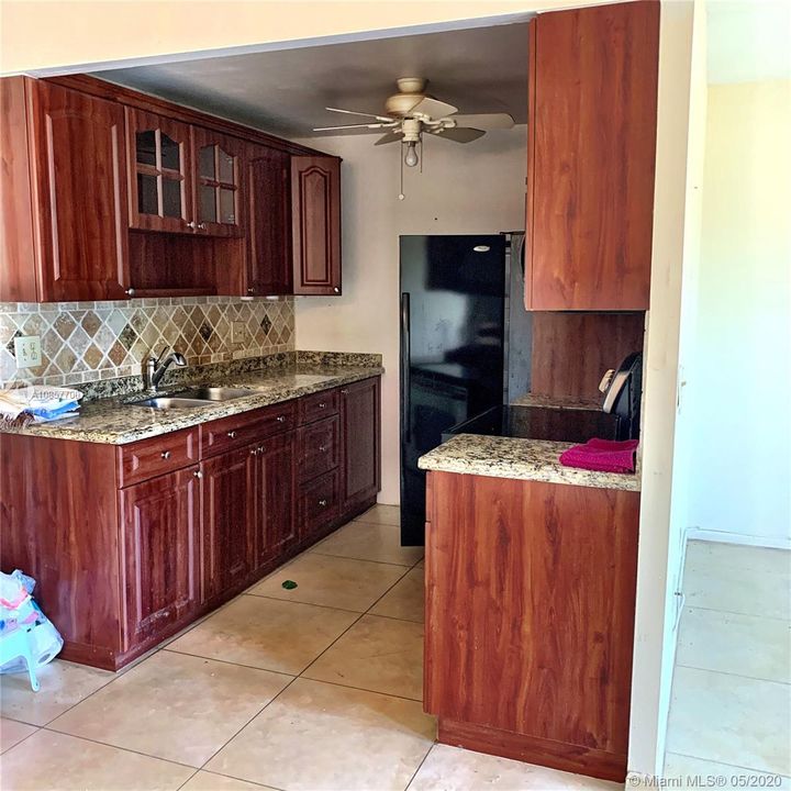 Galley Kitchen with granite counter tops