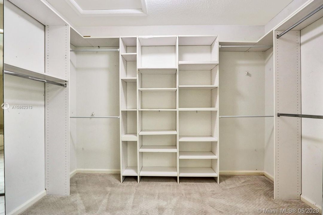Master Bedroom Walk-In Closet features new Carpet & Built-Ins