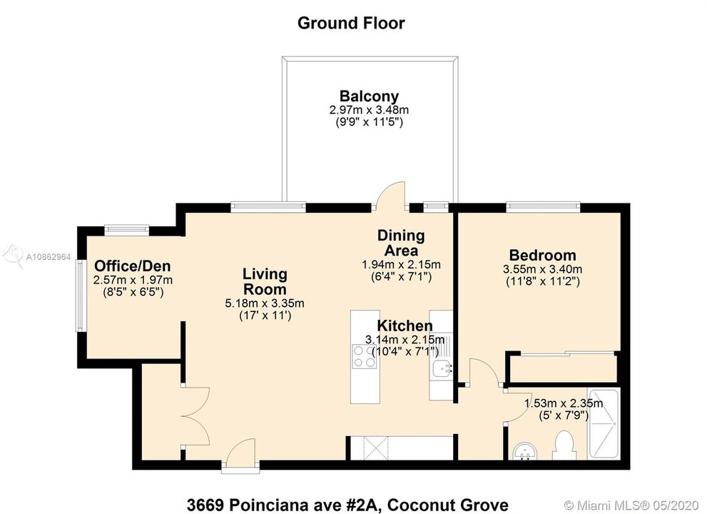 Recientemente alquilado: $1,850 (1 camas, 1 baños, 593 Pies cuadrados)