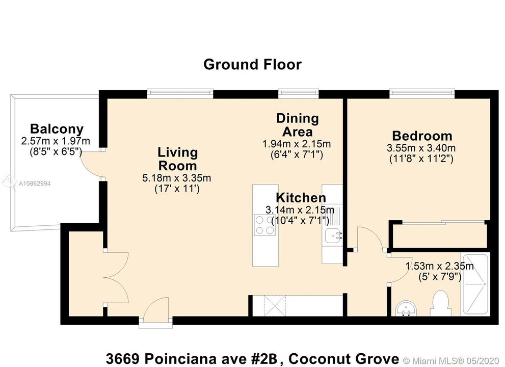 Недавно арендовано: $1,800 (1 спален, 1 ванн, 510 Квадратных фут)