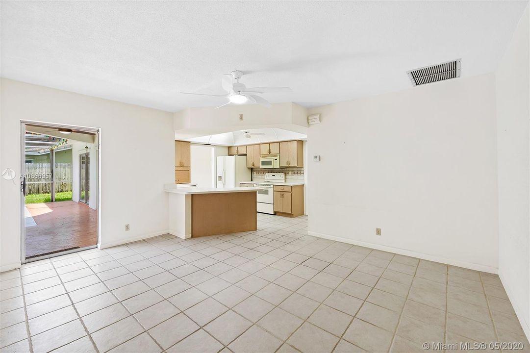 1029 W Palmetto Road Boca Baton FL 33486 - Family room view to kitchen