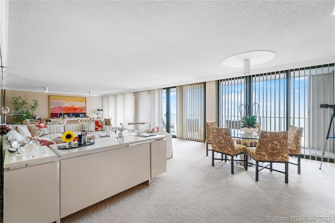 Combined Living Room Dining Room from entrance (foyer) (North end of apartment in distance)