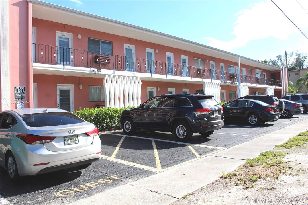 There is several guest parking spaces located on the property.  Washers and dryers are located on each floor.