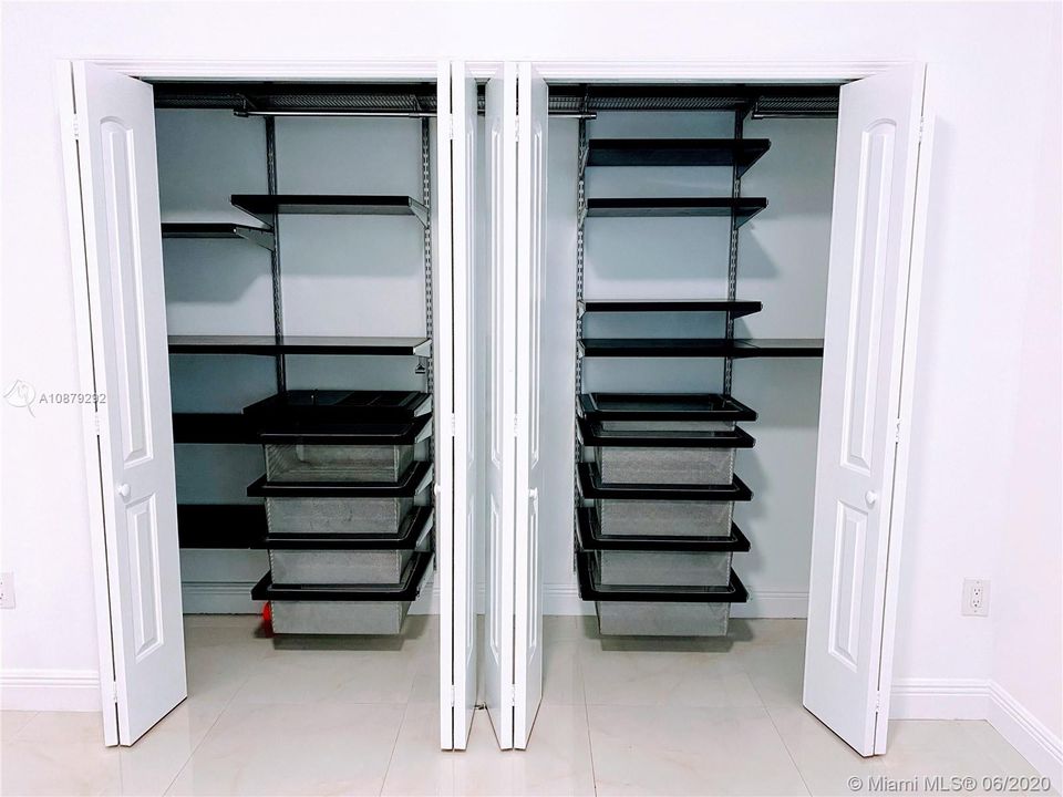 1st bedroom Container Store closet organizers