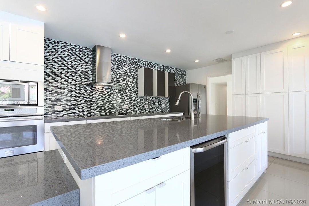 Modern kitchen. Notice the wine cooler