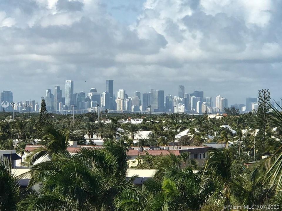 Zoomed in view of downtown Miami & Brickell Skyline from kitchen window