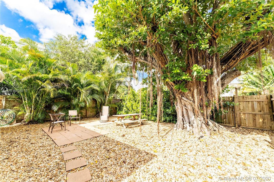 Oversized cottage backyard. Photo faces West. Cottage backyard faces 6th Ave.