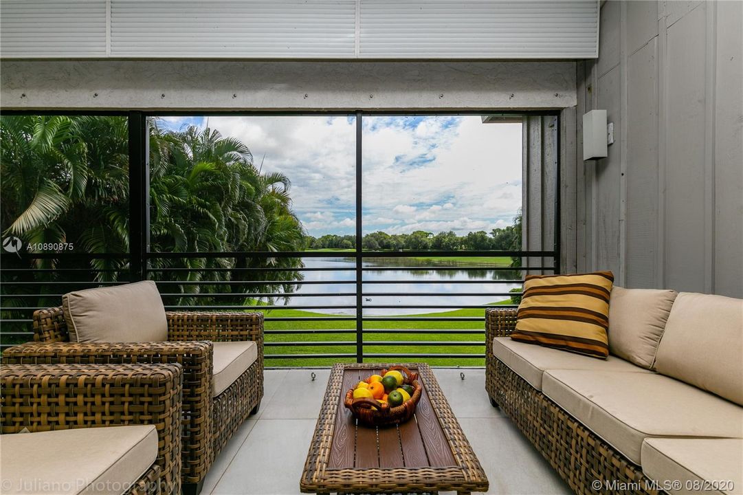 Outdoor Living Room with Breathtaking Views of the Lake and Golf Course