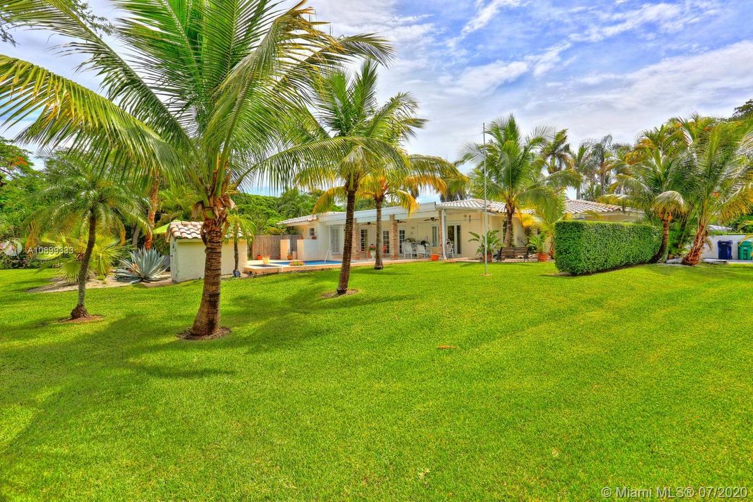 View from the back yard towards the house.  25,666 square foot piece of land.