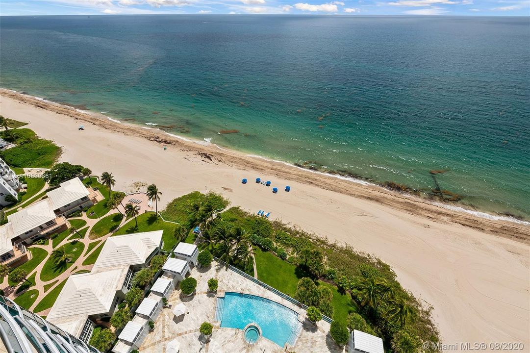 Breathtaking ocean views and private cabanas, beach chairs, oceanfront pool and jacuzzi.