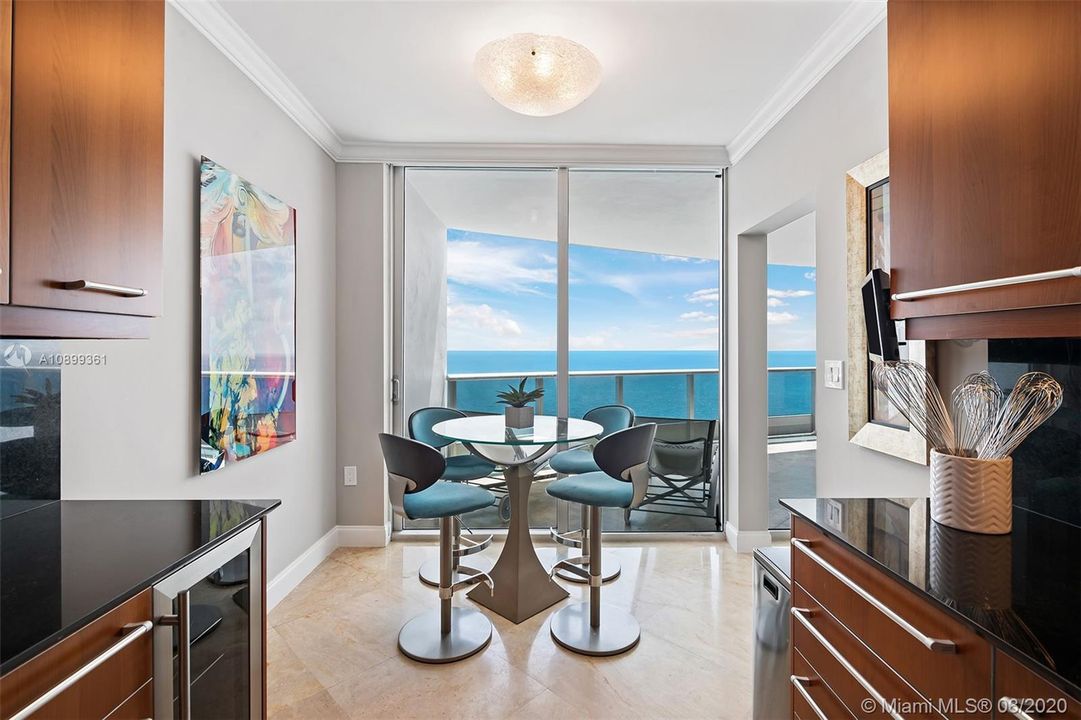 Snaidero Kitchen with Miele appliances. Oceanfront eat in kitchen.