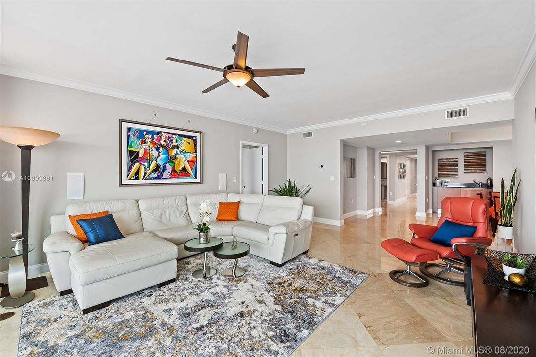 Exceptional flow through floorplan with ocean, city & intracoastal views!