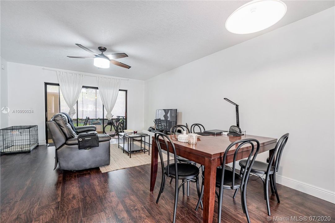 Large living space and dining area.