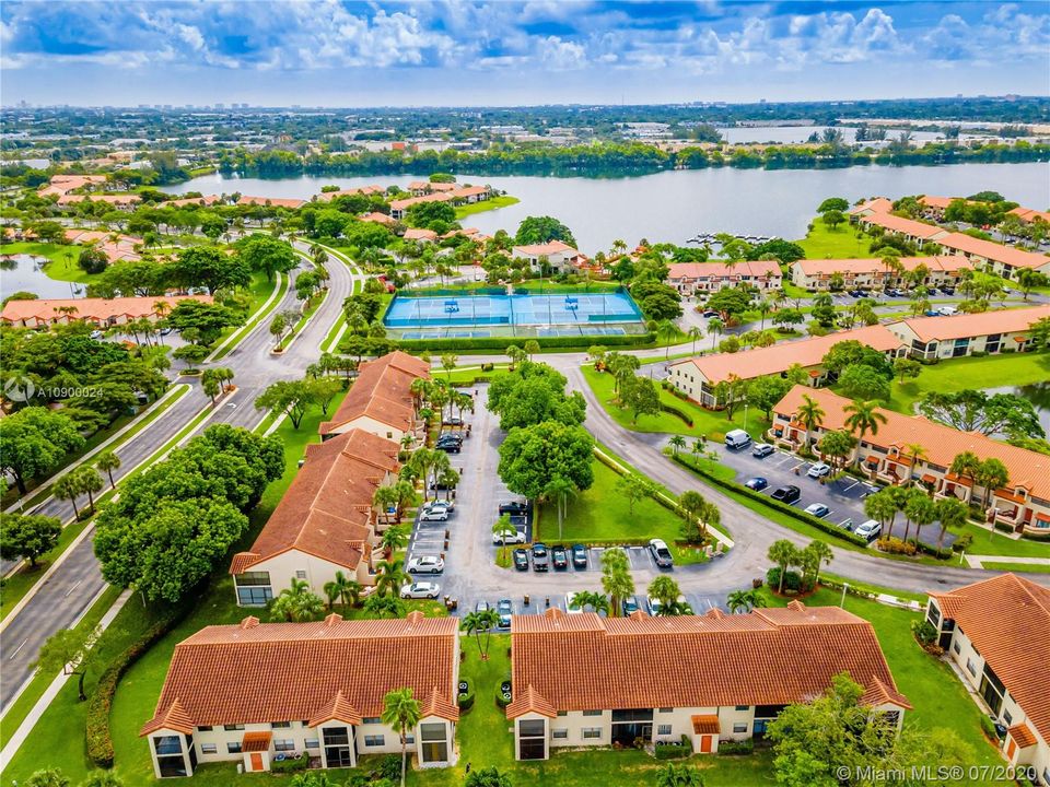 Beautifully remodeled tennis courts in blue.