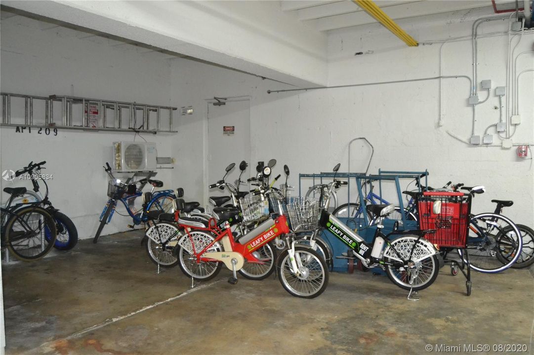 Bike area within the gated garage