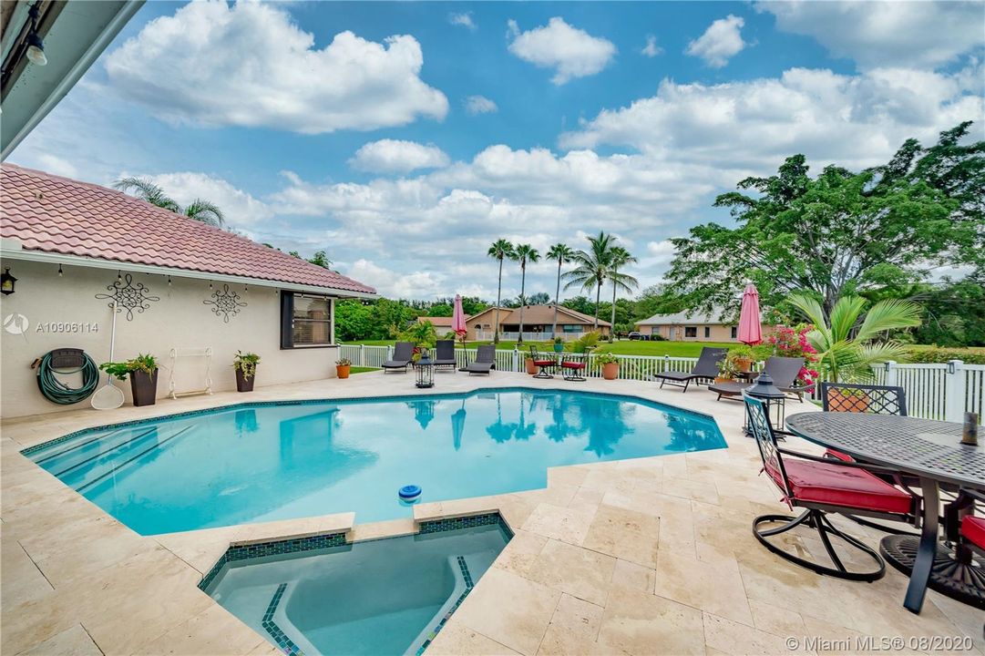 Pool has built in spa