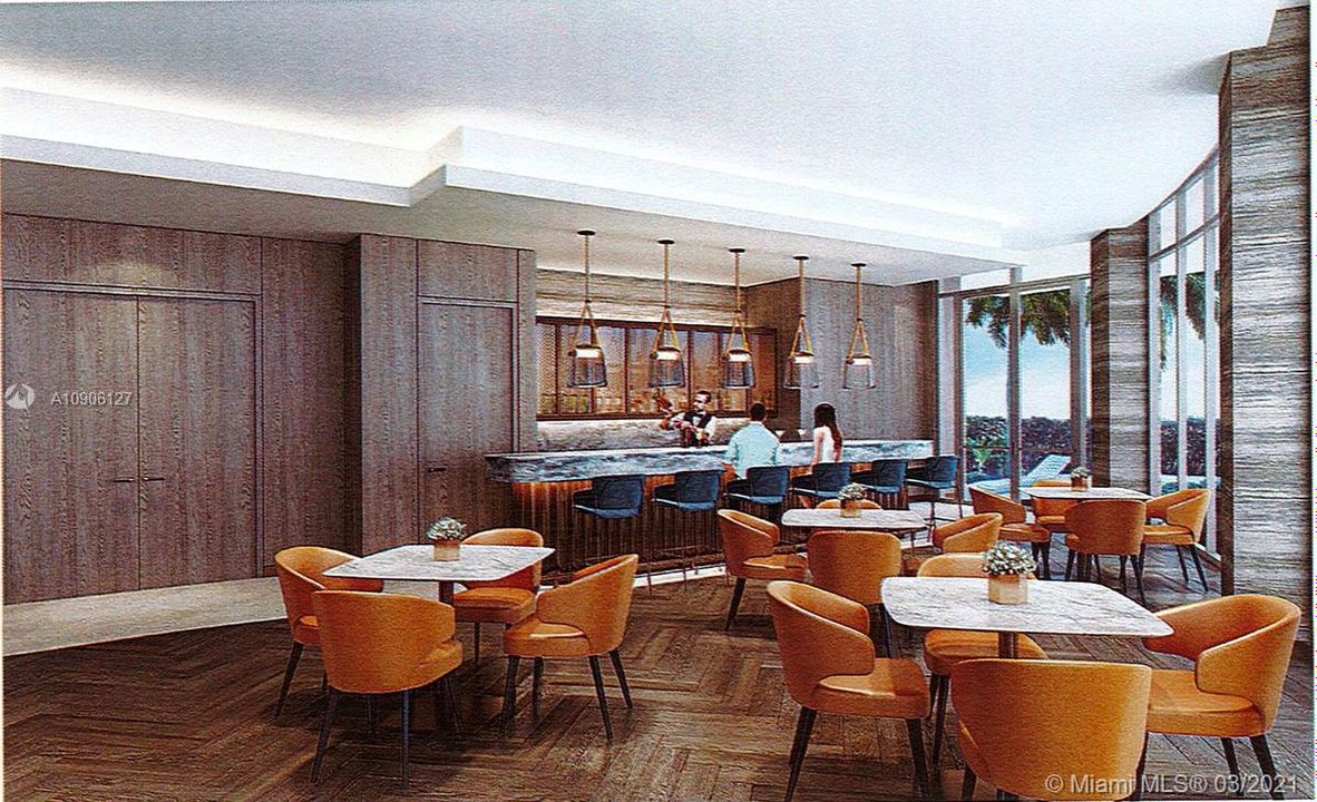 Rendering of NEW Pool Lounge area and Breakfast Bar