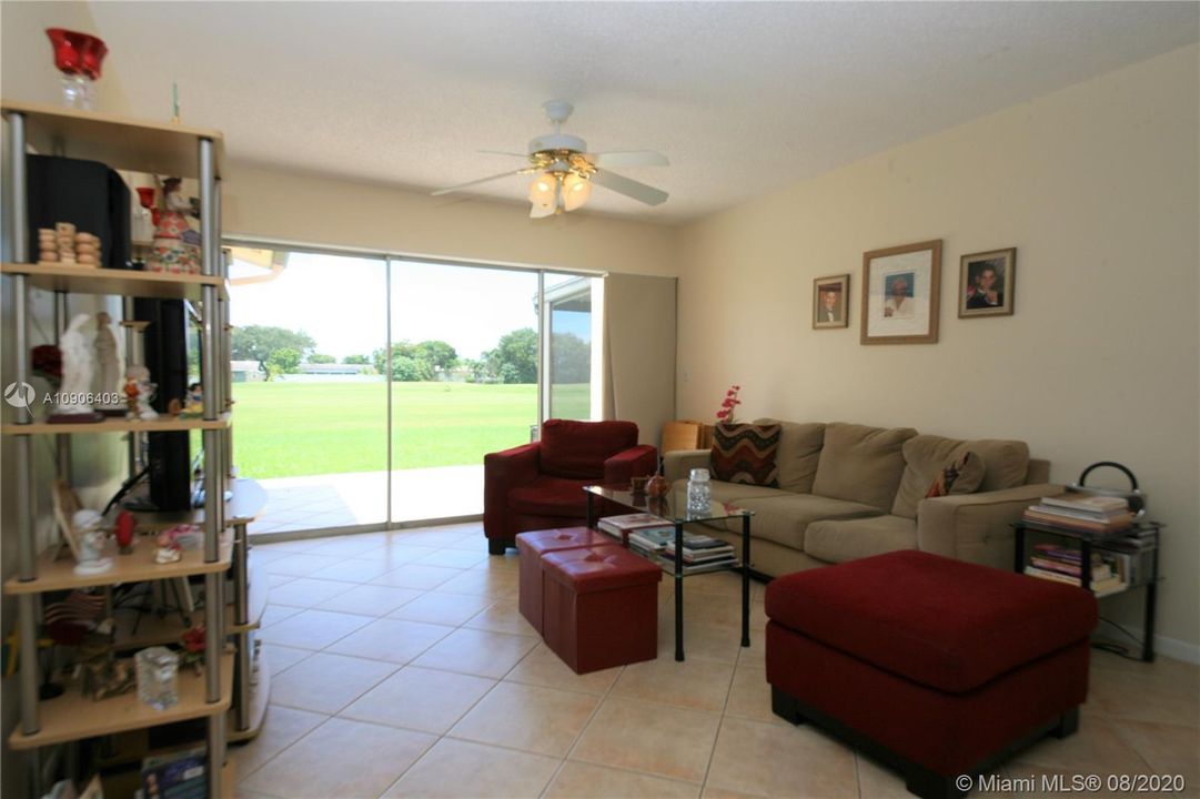 Living Room with beautiful golf view