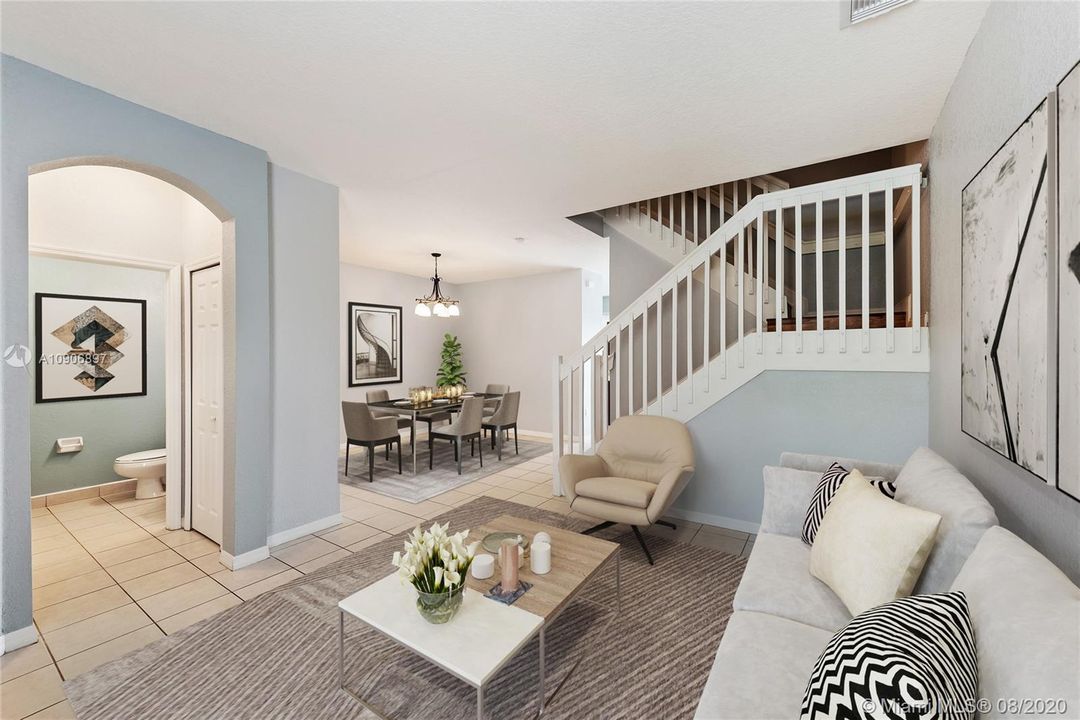 Virtually Staged Living Room & Dining Room