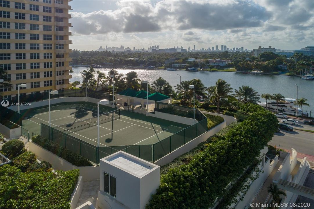 Aerial Tennis Court Green Diamond