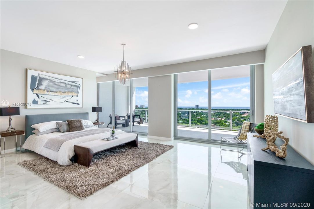 Spacious Primary Bedroom with Ocean Views.  Morning Kitchen, 3 Closets & Access to Terrace.
