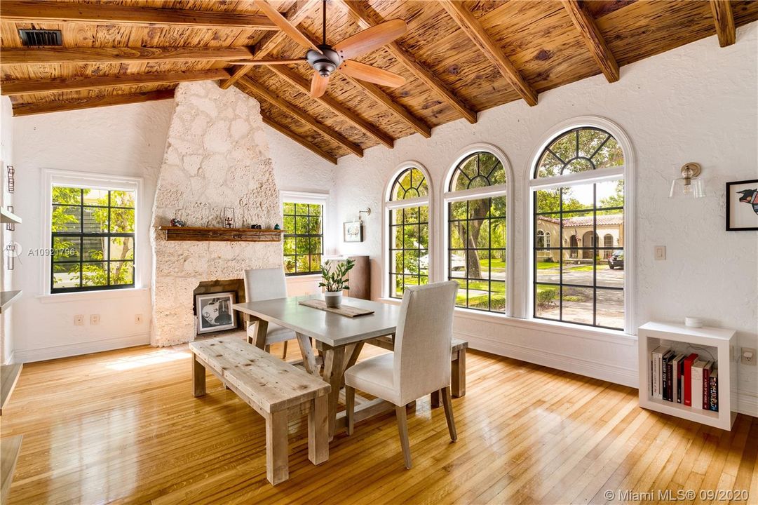 Stunning pecky cypress ceiling in main great room