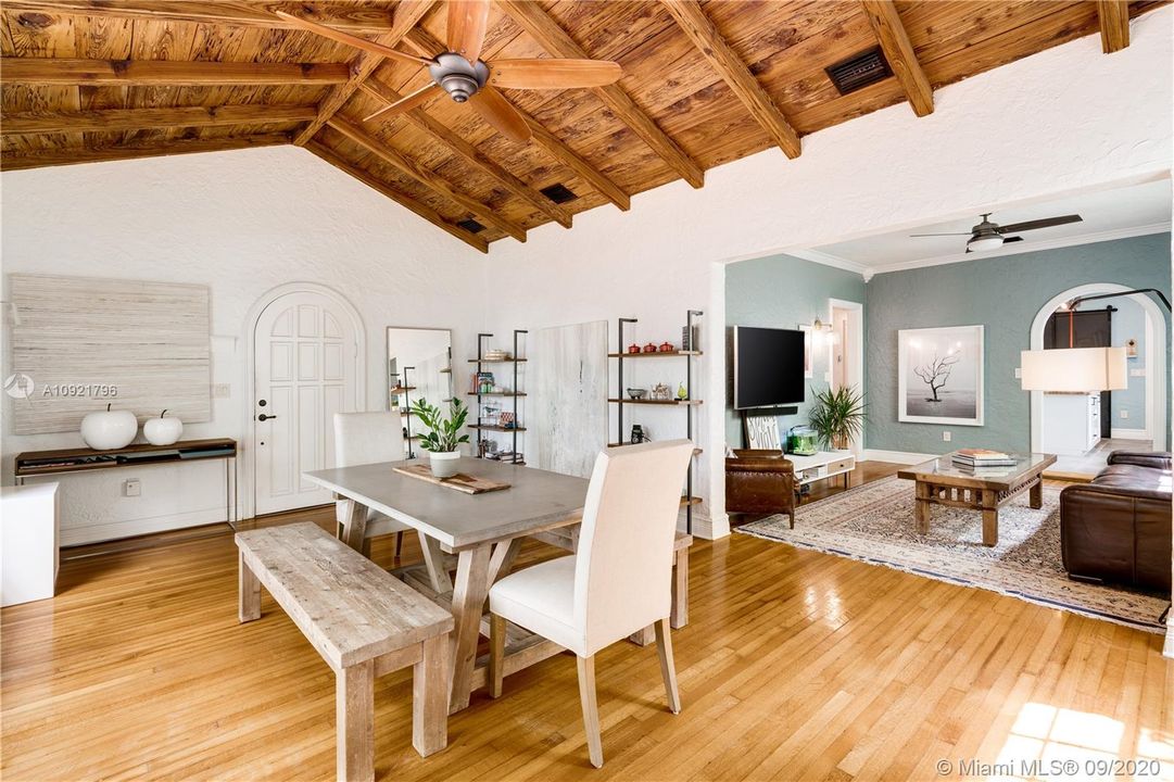 High ceilings elevate the room