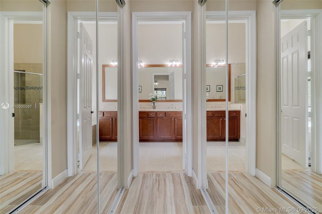 Master bathroom with dual sink - full width mirrors