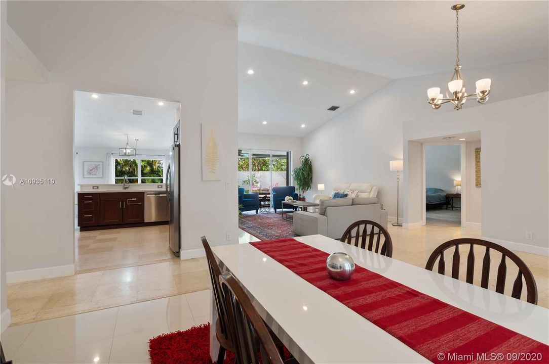 View from the breakfast room to the kitchen and living room