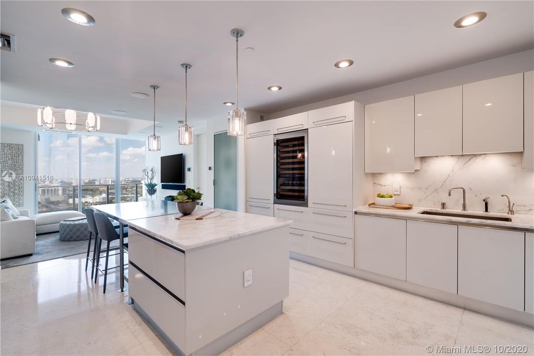 Kitchen opens to the family room