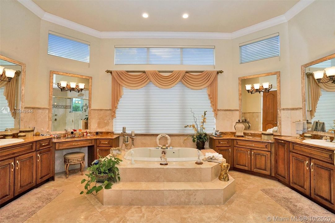 Grand principal bath with Jacuzzi tub; separate toilet and bidet area