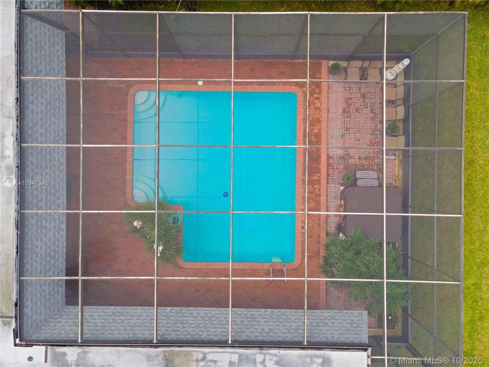 AERIAL VIEW OF SCREENED POOL AREA.