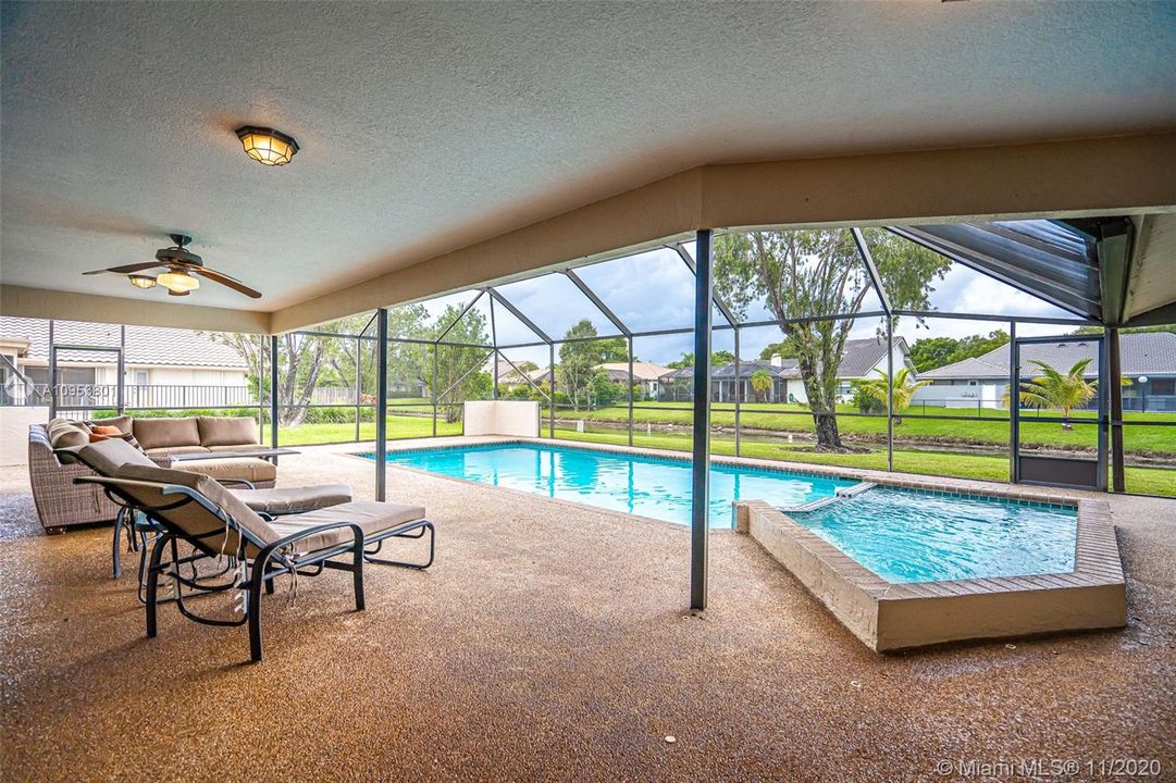Oversized covered pool deck perfect for great entertaining