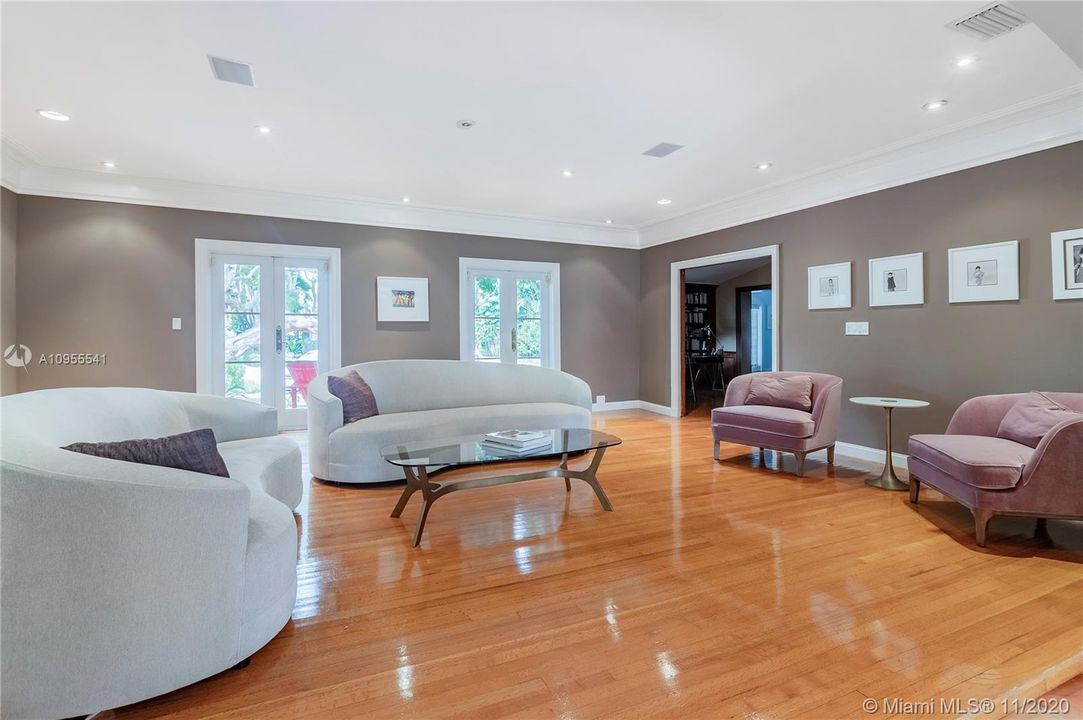 Living room with beautiful wood floors