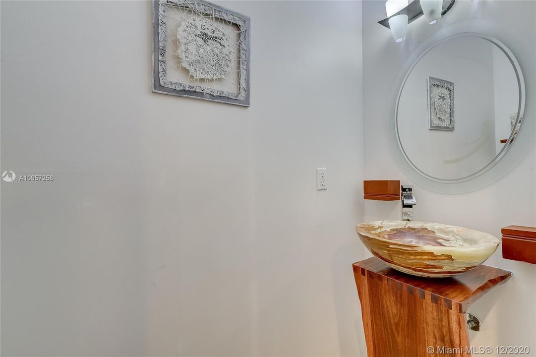 Powder Room w/ Onyx & Wood Vessel Sink