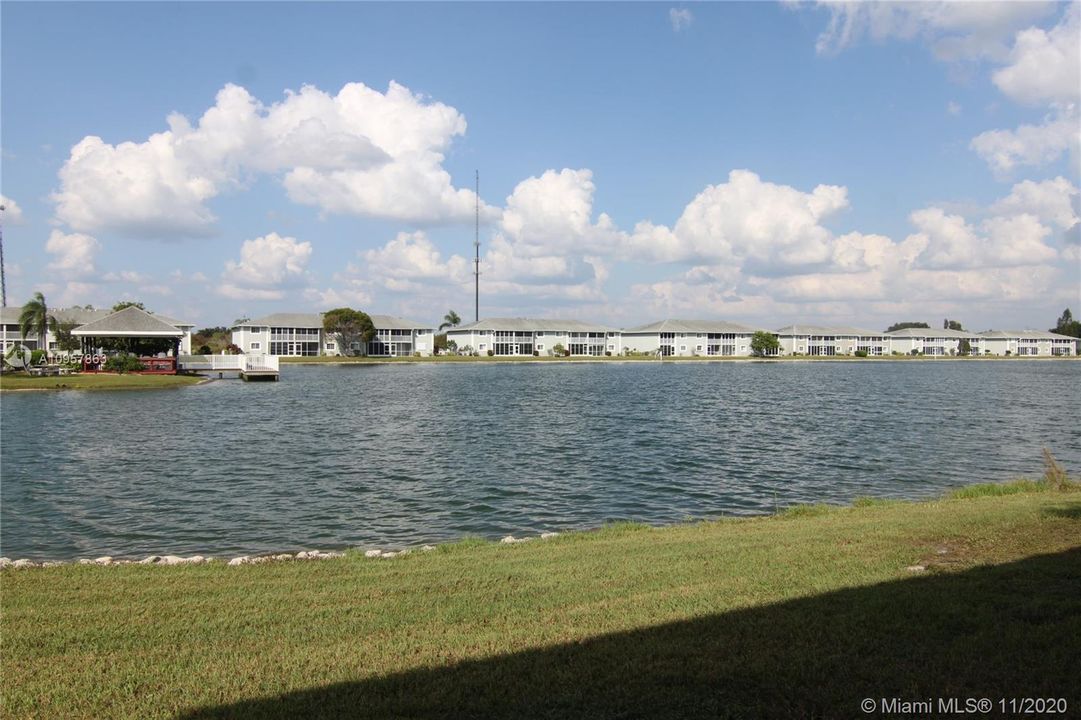 In back of unit on catch and release lake.