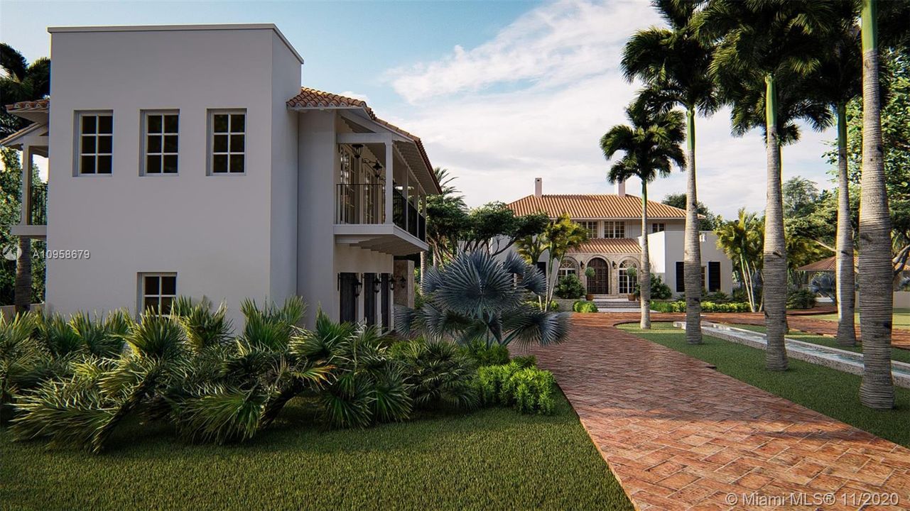 Rendering of guest house and Garage