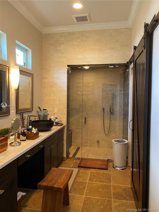 Master bath - double above the counter sinks with luxury-line faucets, shower & spa. A true haven you will never want to leave!