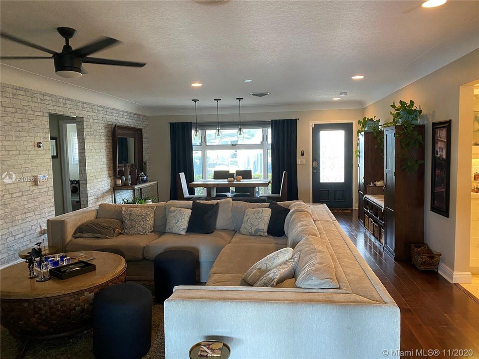 View of living room and dining room
