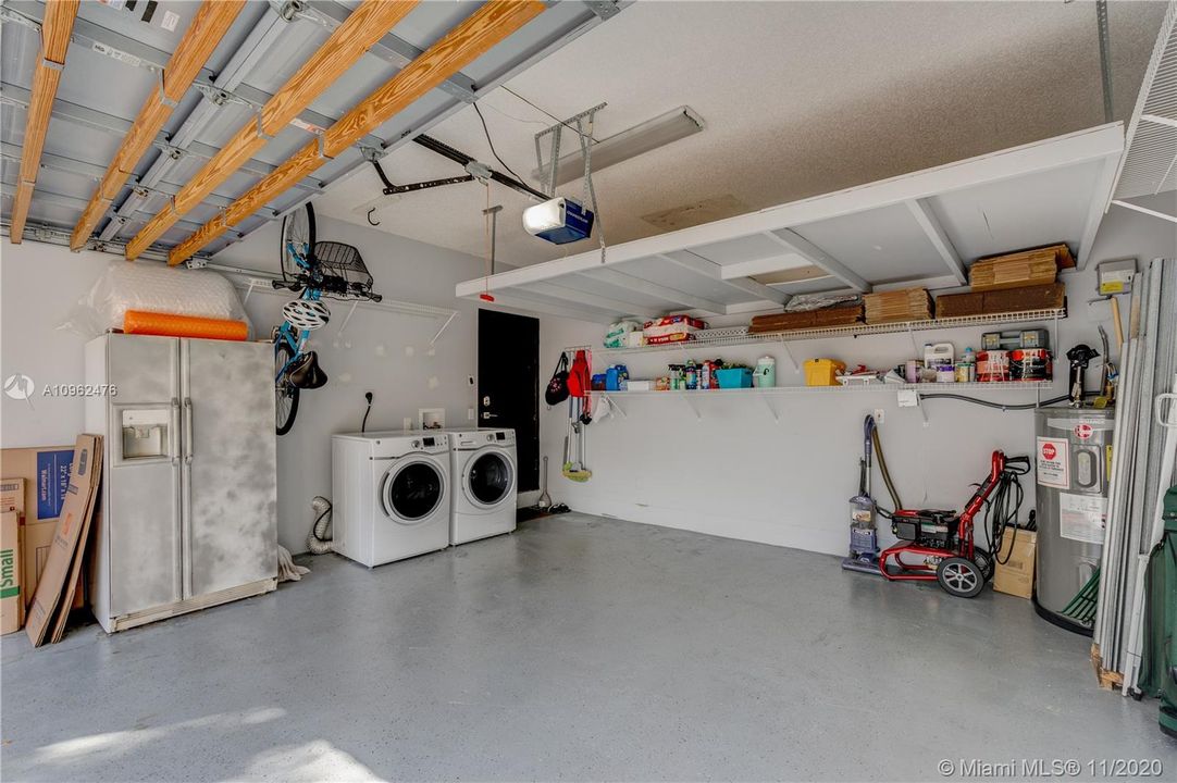 Large built in upper storage in garage