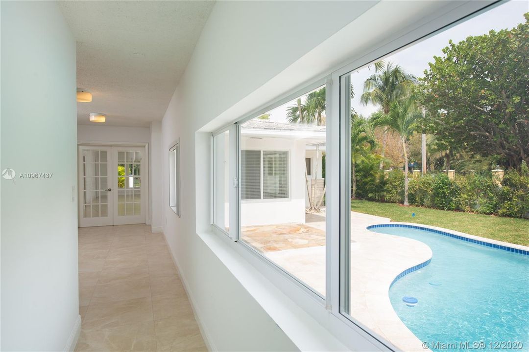 Hallway with Pool View