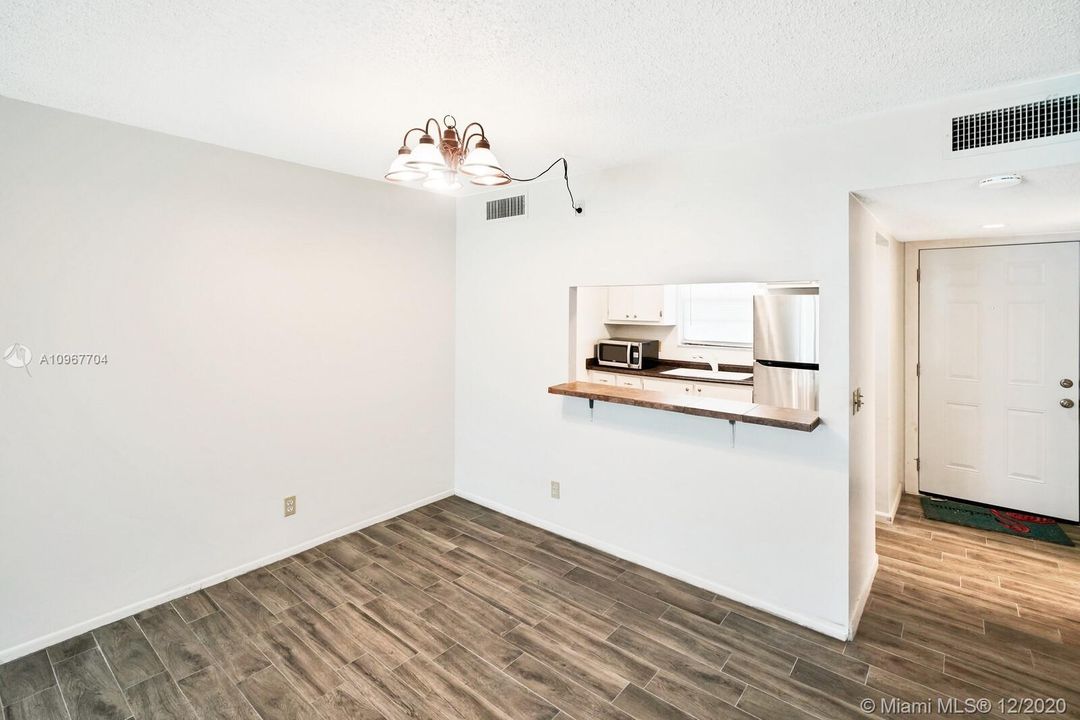 Dining room with view of the kitchen