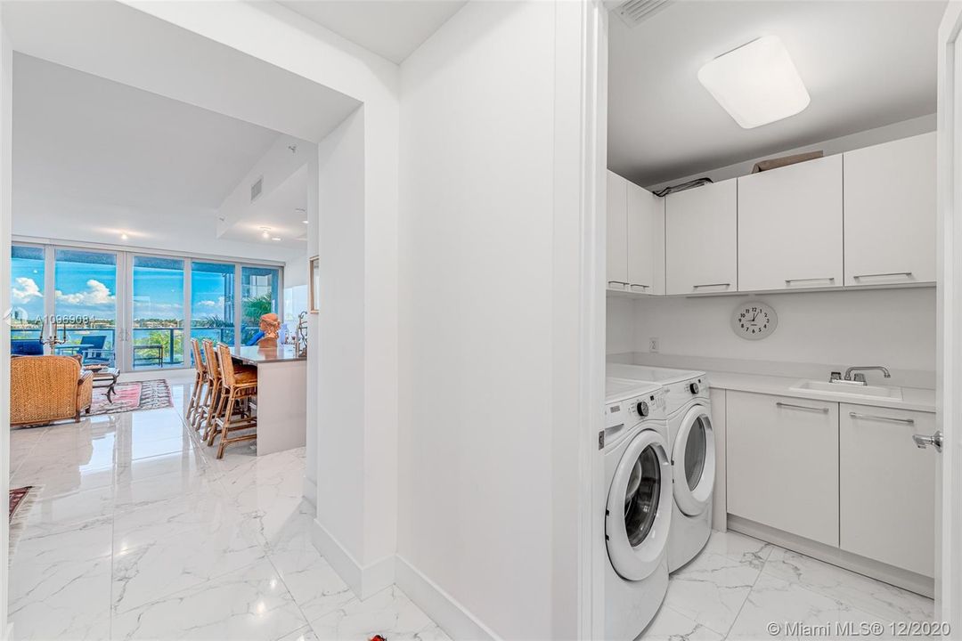 Laundry room & living room