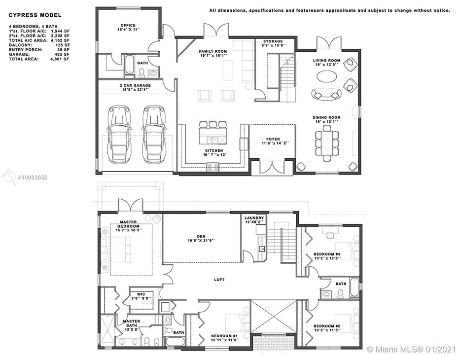CYPRESS FLOORPLAN. UPSTAIRS DEN IS CAN BE CONVERTED TO 6TH BEDROOM
