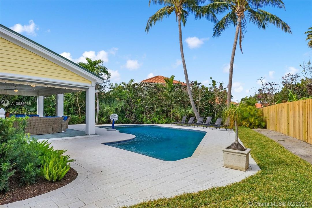 View of oversized pool and terrace