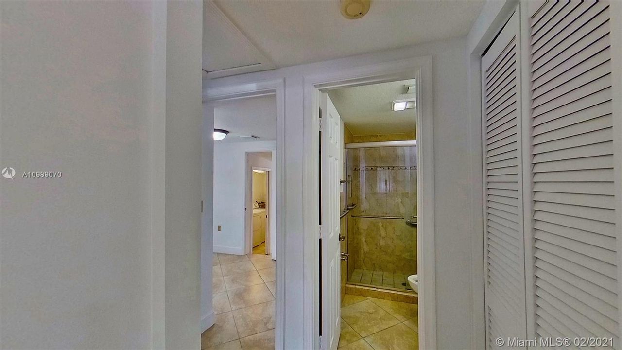 Bathroom and second bathroom view from Hallway