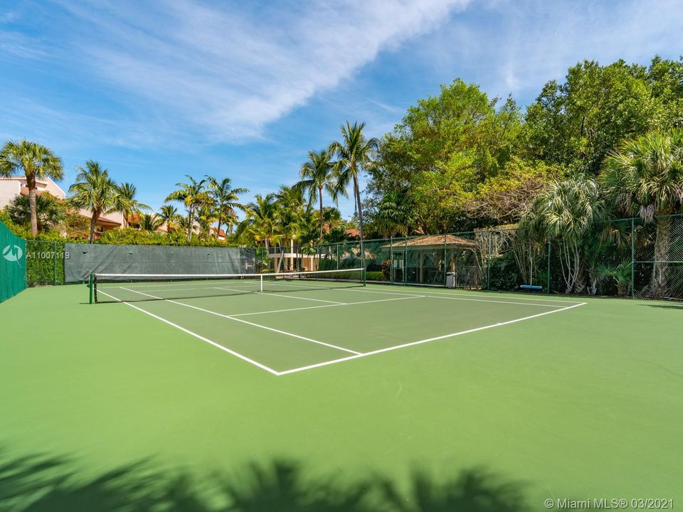 One of two tennis courts in the neighborhood.